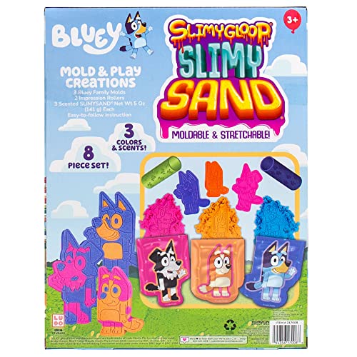 Bluey SLIMYGLOOP Slimy Sand Mold & Play Creations – 15 oz Scented Sensory Sand with Molds for Kids Ages 3+