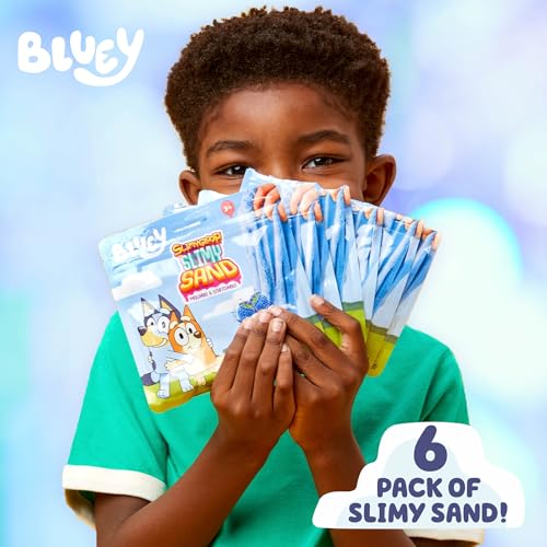 Bluey SlimySand Party Pack, 6-Pack – Blue Raspberry Scented Moldable Play Sand for Parties & Play