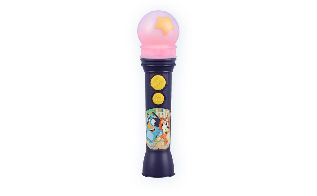 Bluey Toy Microphone for Toddlers – Amplifies Voice, Plays Theme Song, Flashing Lights