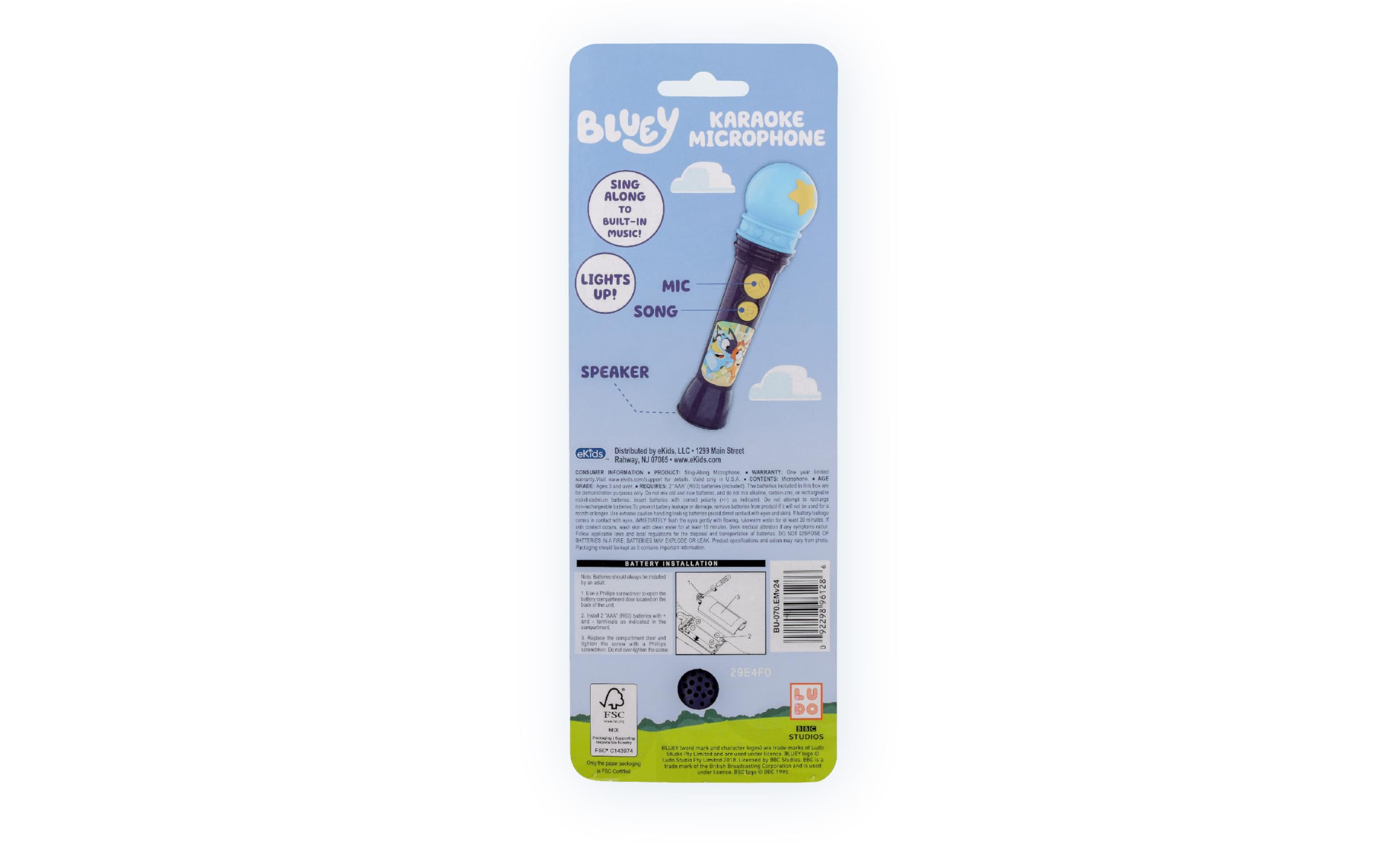 Bluey Toy Microphone for Toddlers – Amplifies Voice, Plays Theme Song, Flashing Lights