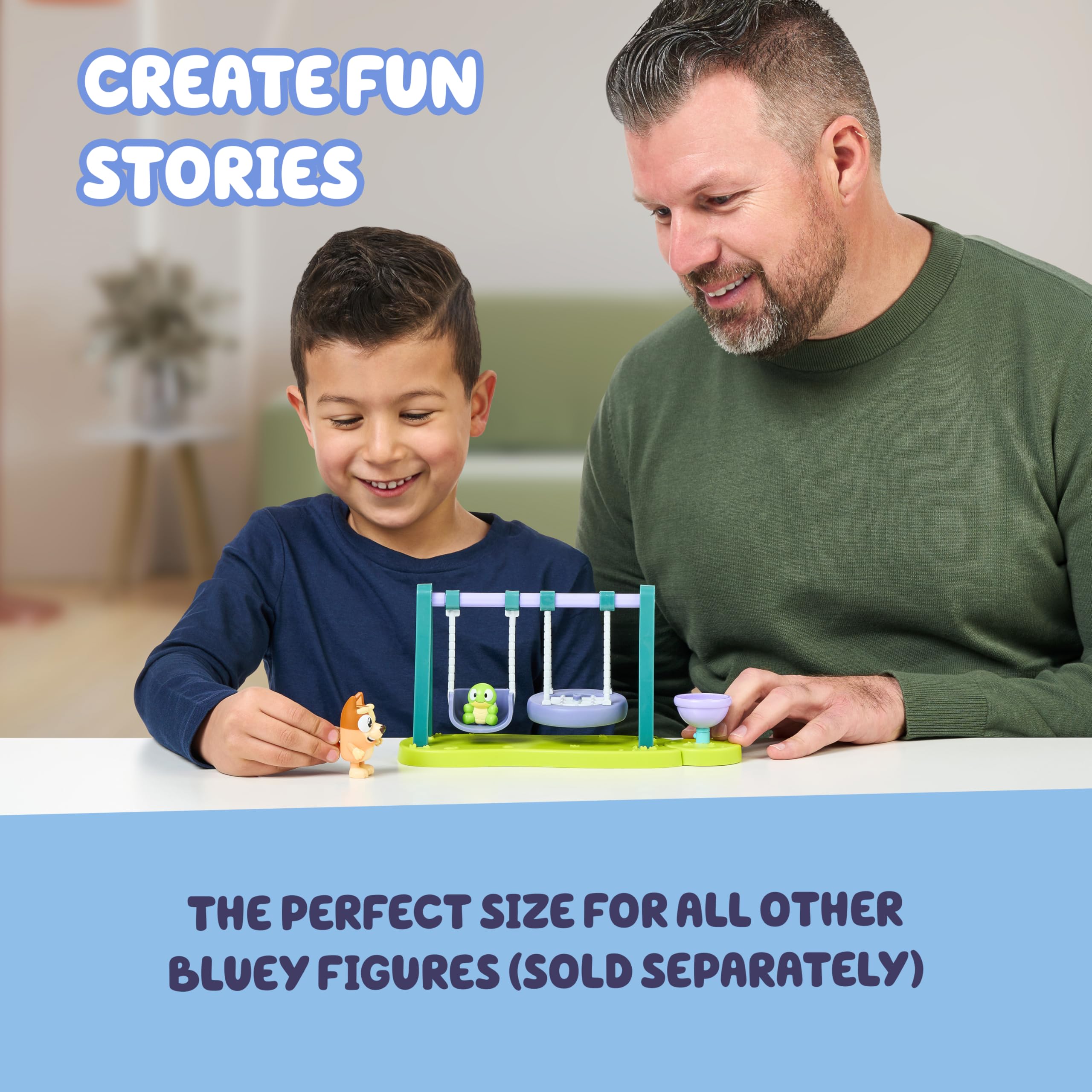 Bluey Turtleboy Backyard Playground Set – Bingo & Turtleboy Figures, Moving Swings, Spinny Ride for Kids Ages 3+