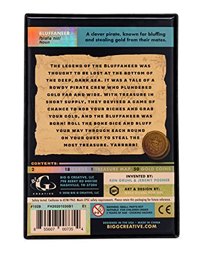 Bluffaneer Dice Game – Pirate-Themed Family Party Bluffing Game with Bone-Shaped Dice for 3-6 Players Ages 10+