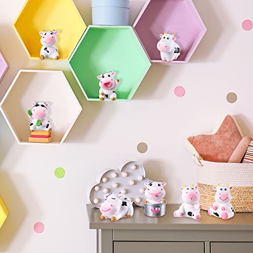 Blulu 14 Cow Figurines Set - Mini Resin Animals for Cake Toppers, Garden Decor, Baby Shower Favors