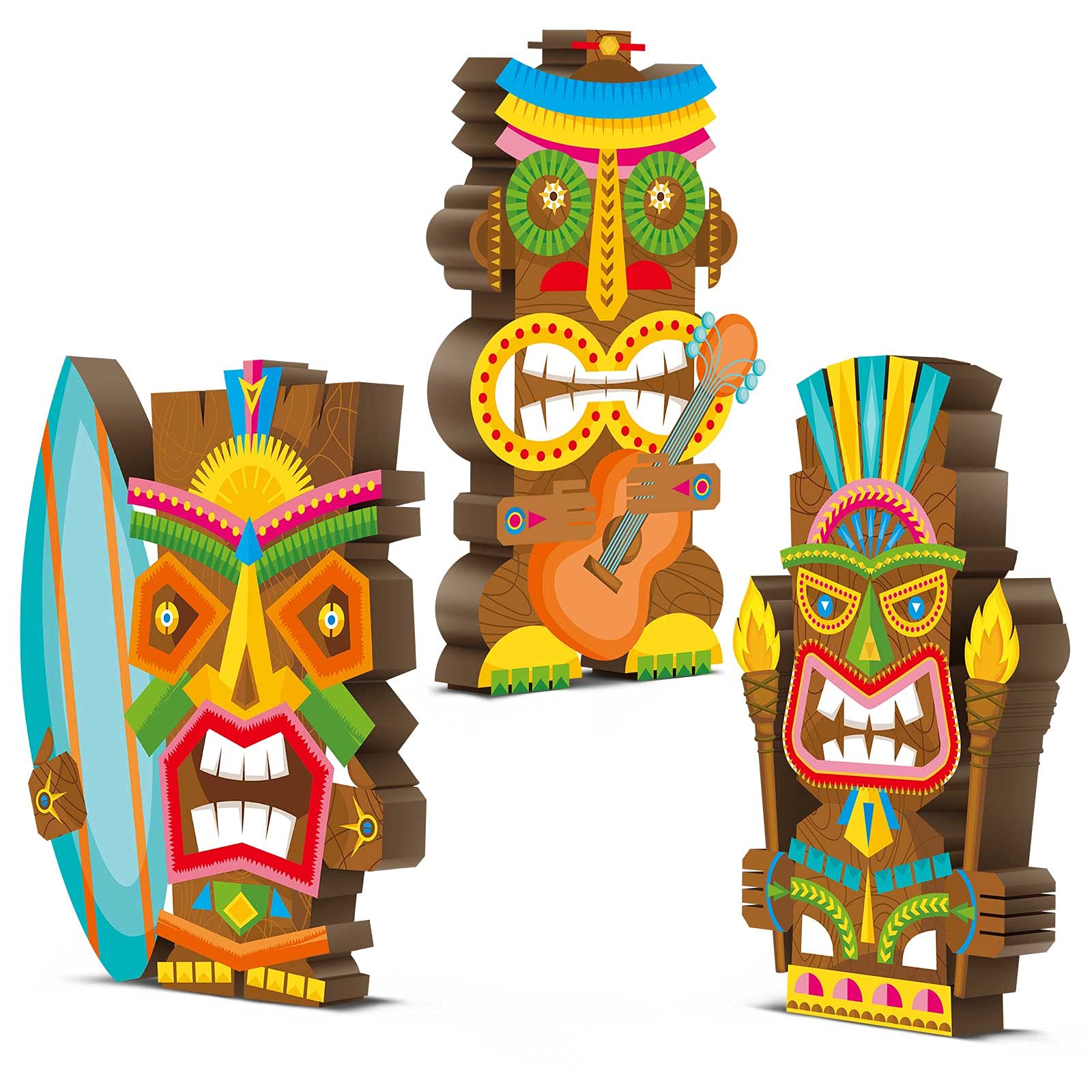 Blulu 3-Piece Hawaiian Luau Party Wooden Sign Set – Tiki Centerpieces for Tropical Summer Decorations