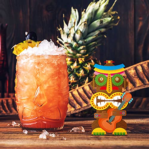 Blulu 3-Piece Hawaiian Luau Party Wooden Sign Set – Tiki Centerpieces for Tropical Summer Decorations