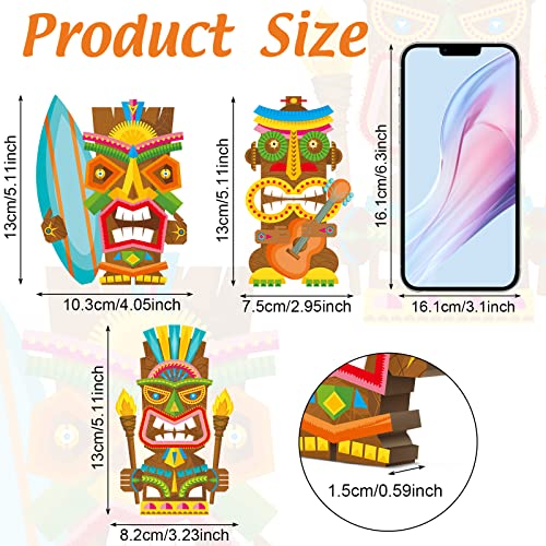 Blulu 3-Piece Hawaiian Luau Party Wooden Sign Set – Tiki Centerpieces for Tropical Summer Decorations