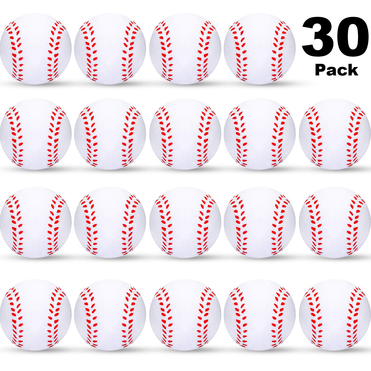 Blulu 30 Pack Foam Baseball Stress Balls – Party Favors, Squeeze Toys for Kids and Adults