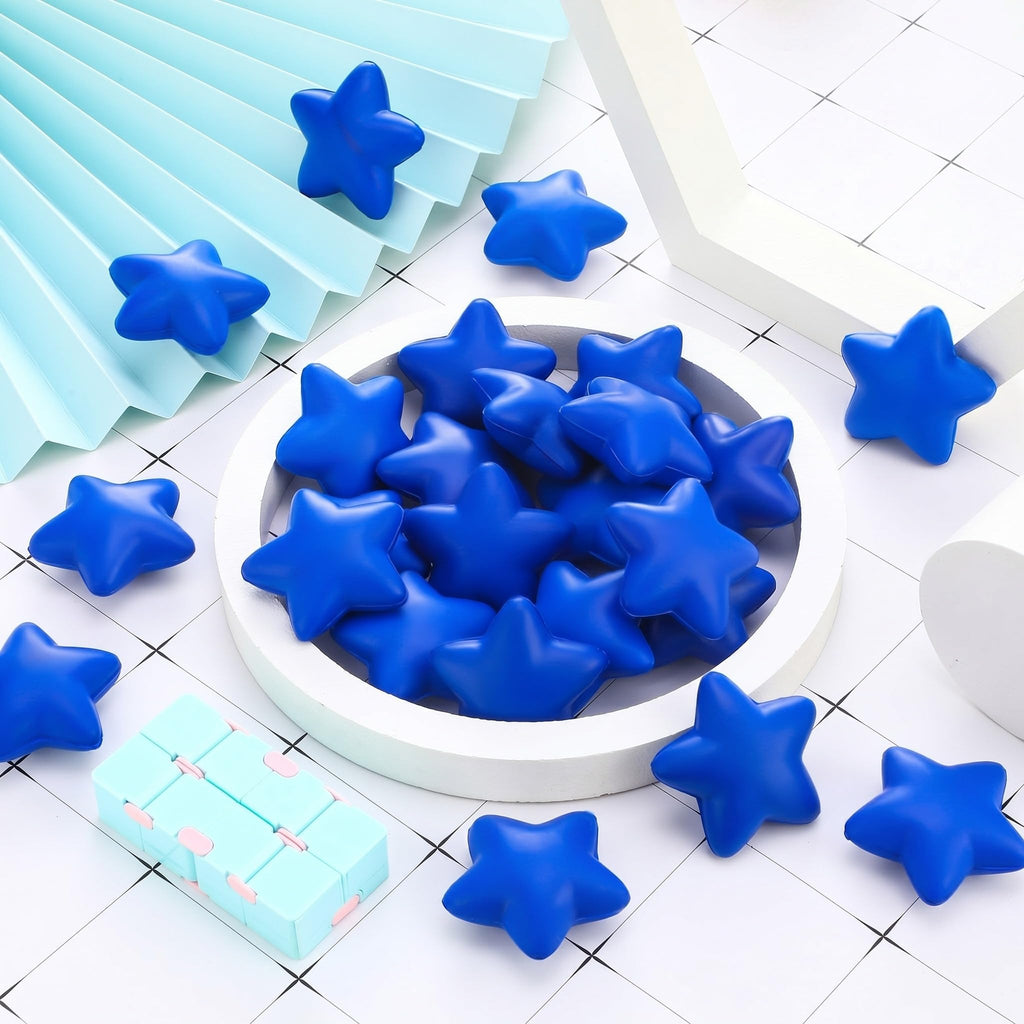 Blulu 30-Pack Mini Foam Star Stress Balls - Squeeze Toys for Party Favors, Prizes, and Stress Relief