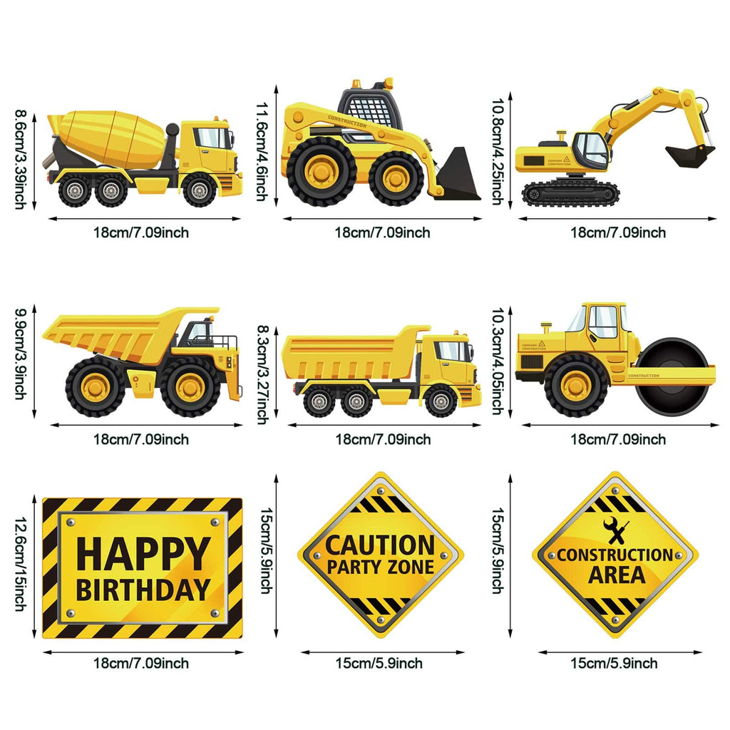 Blulu 30-Piece Construction Birthday Party Decorations – Yellow & Black Swirls with Trucks and Signs