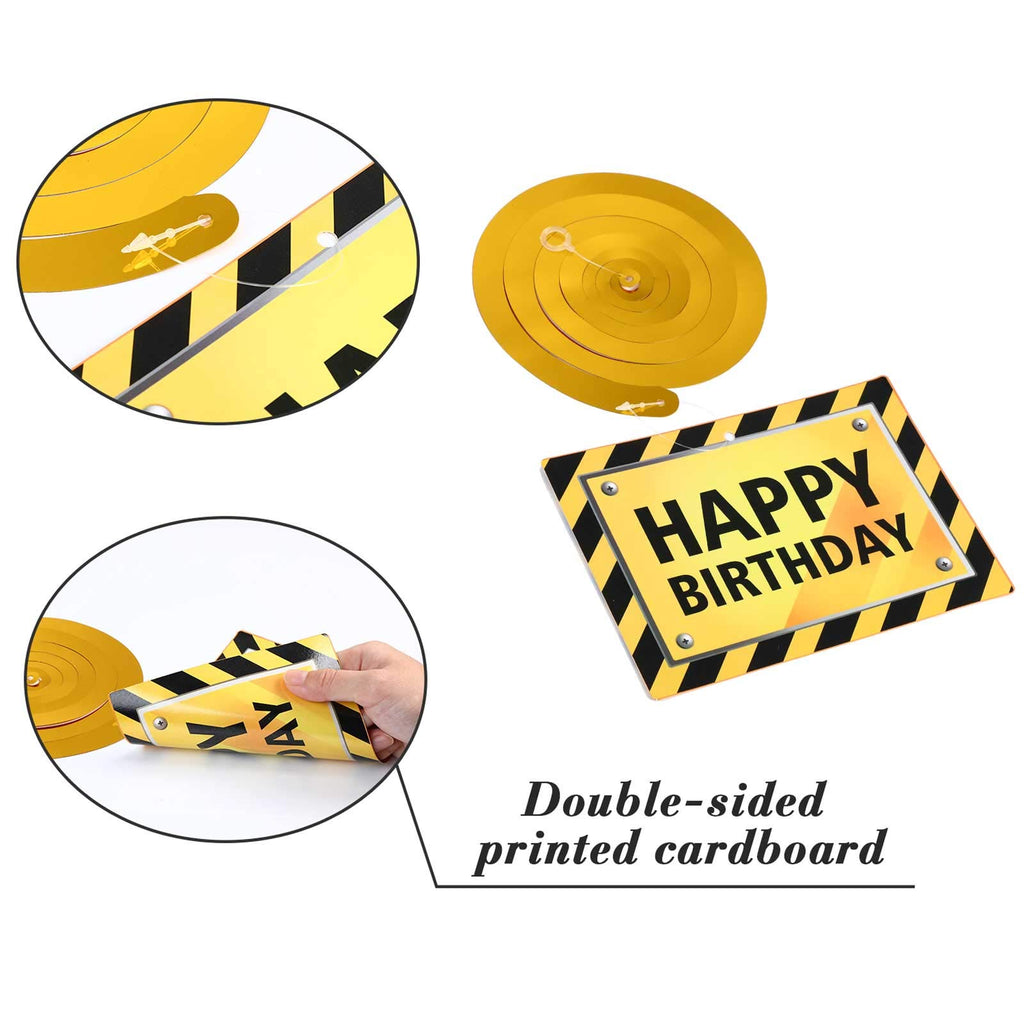 Blulu 30-Piece Construction Birthday Party Decorations – Yellow & Black Swirls with Trucks and Signs