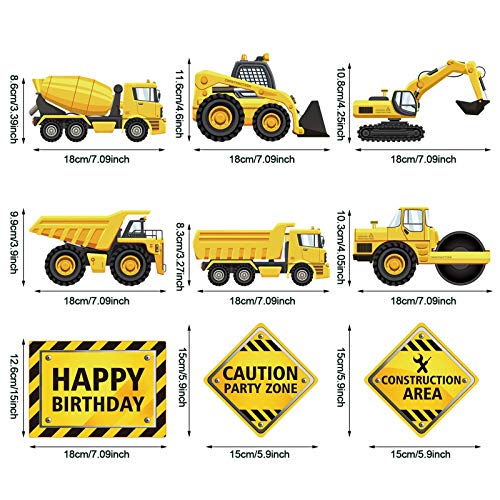 Blulu 30-Piece Construction Birthday Party Decorations – Yellow & Black Swirls with Trucks and Signs