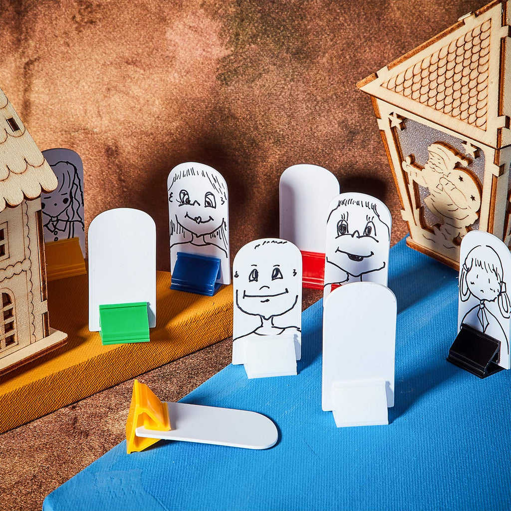 Blulu 36-Pack Blank Game Card Stands with Multi-Color Bases for Custom Board Games and Party Signs