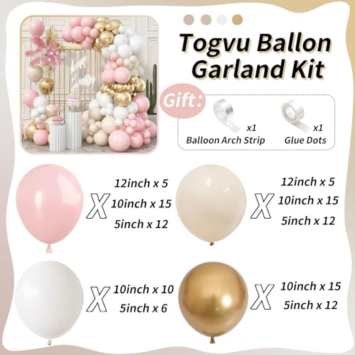 Blush Pink Beige Gold Balloon Garland Arch Kit, 109 Pieces – Togvu Party Decor