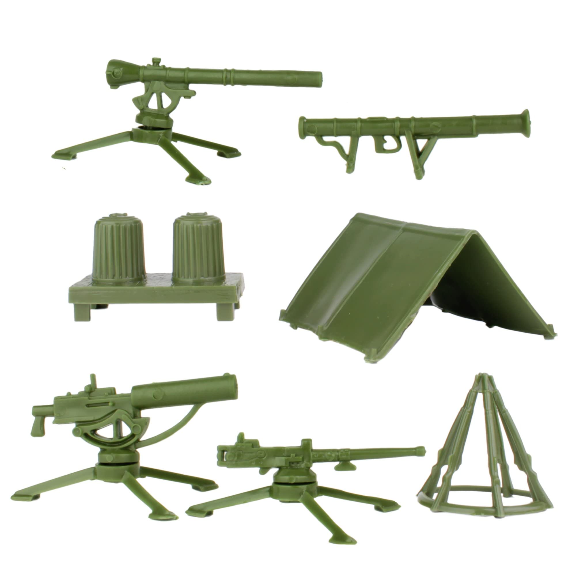 BMC Classic Army Men Accessories – 10-Piece Military Camp Set (OD Green)