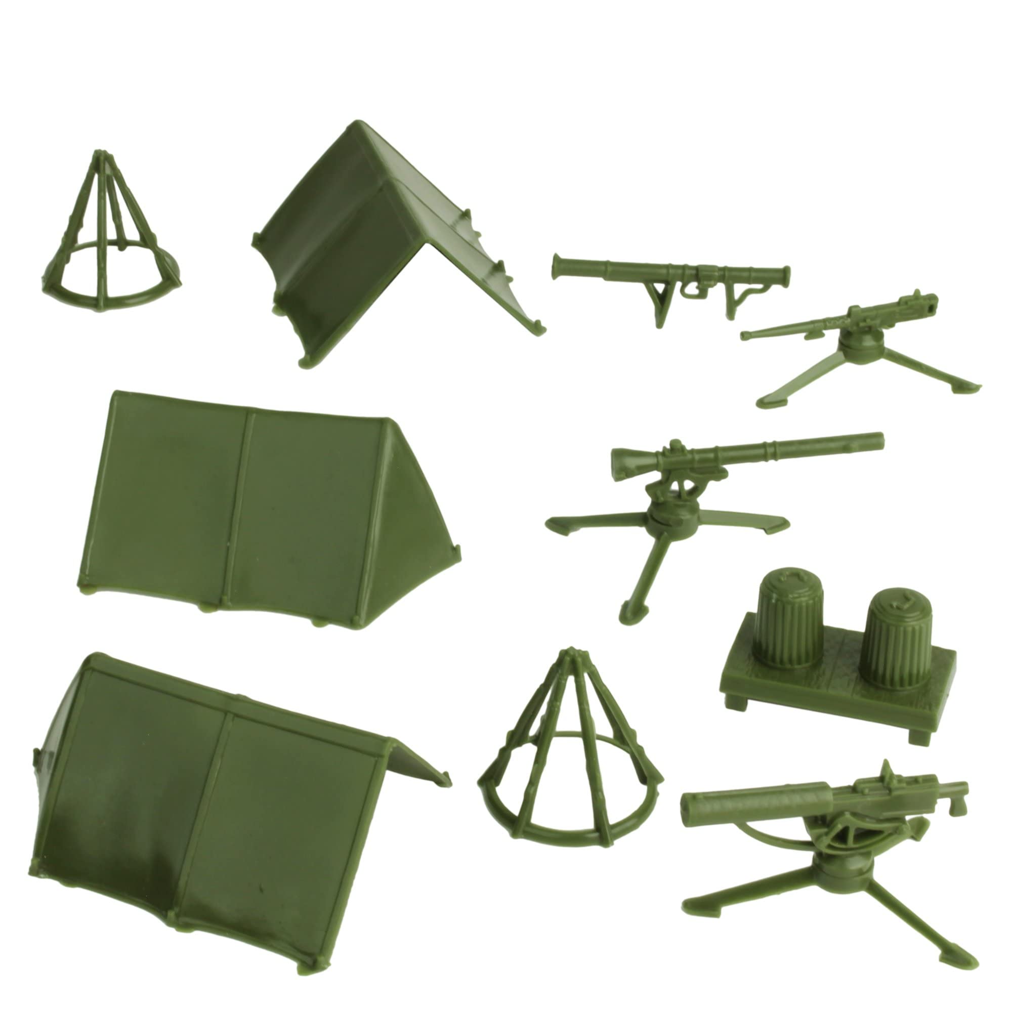 BMC Classic Army Men Accessories – 10-Piece Military Camp Set (OD Green)