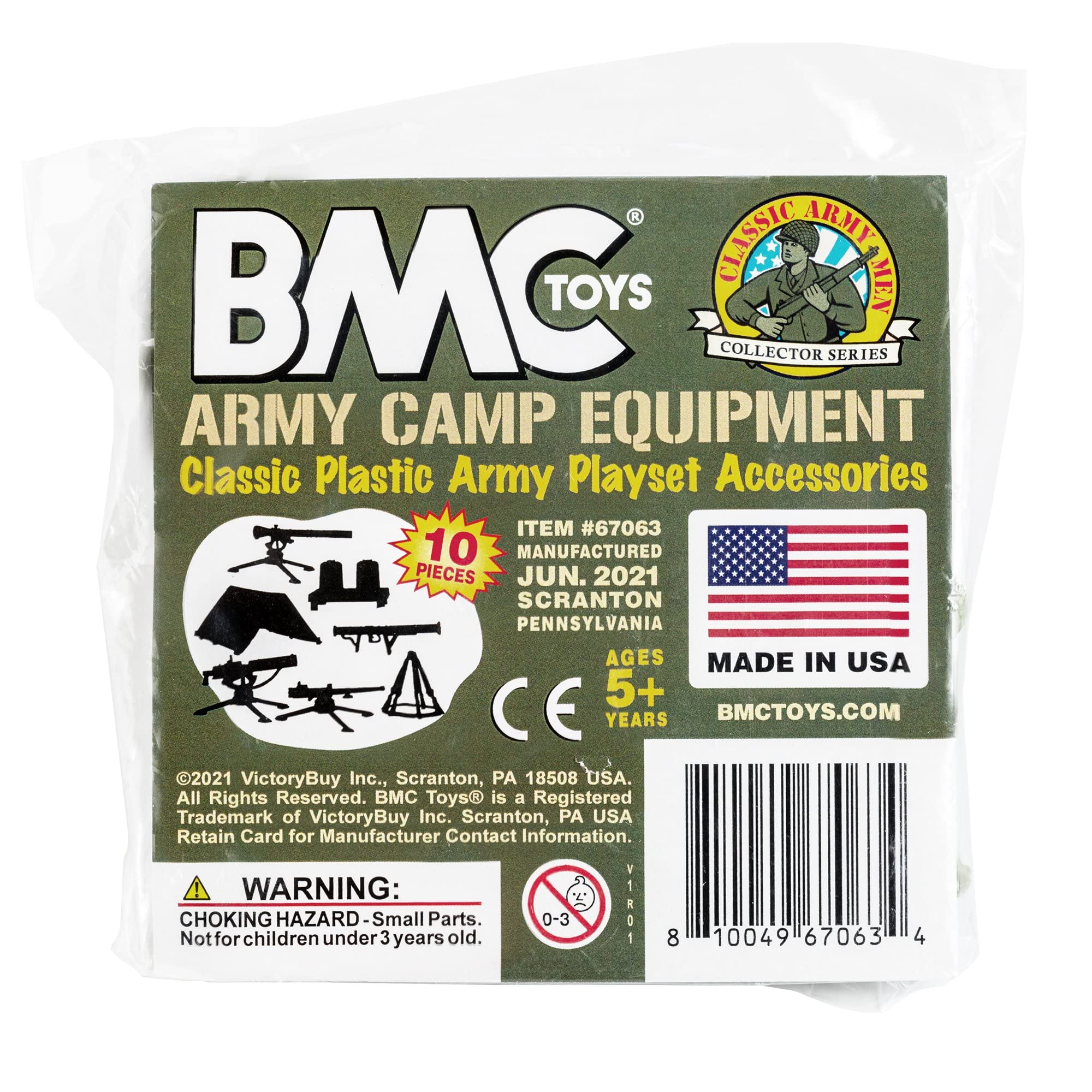 BMC Classic Army Men Accessories – 10-Piece Military Camp Set (OD Green)