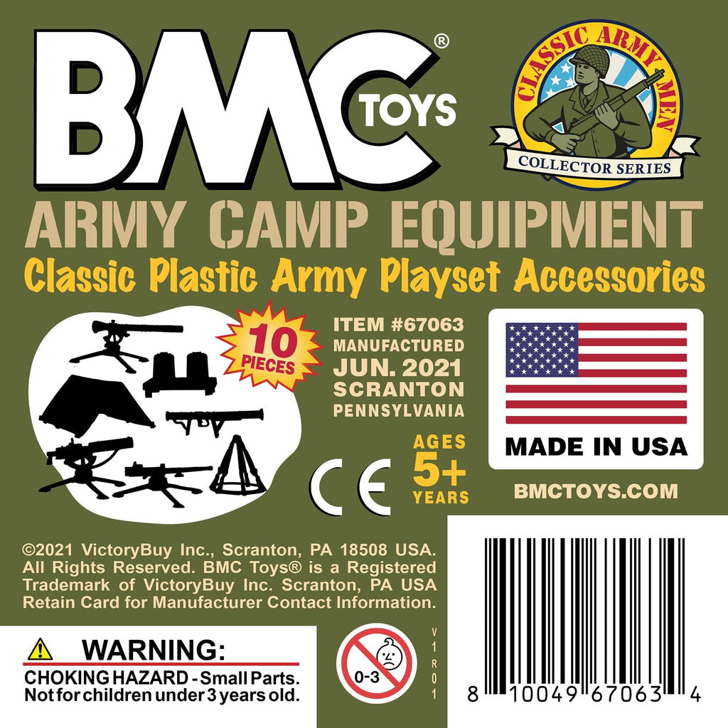 BMC Classic Army Men Accessories – 10-Piece Military Camp Set (OD Green)