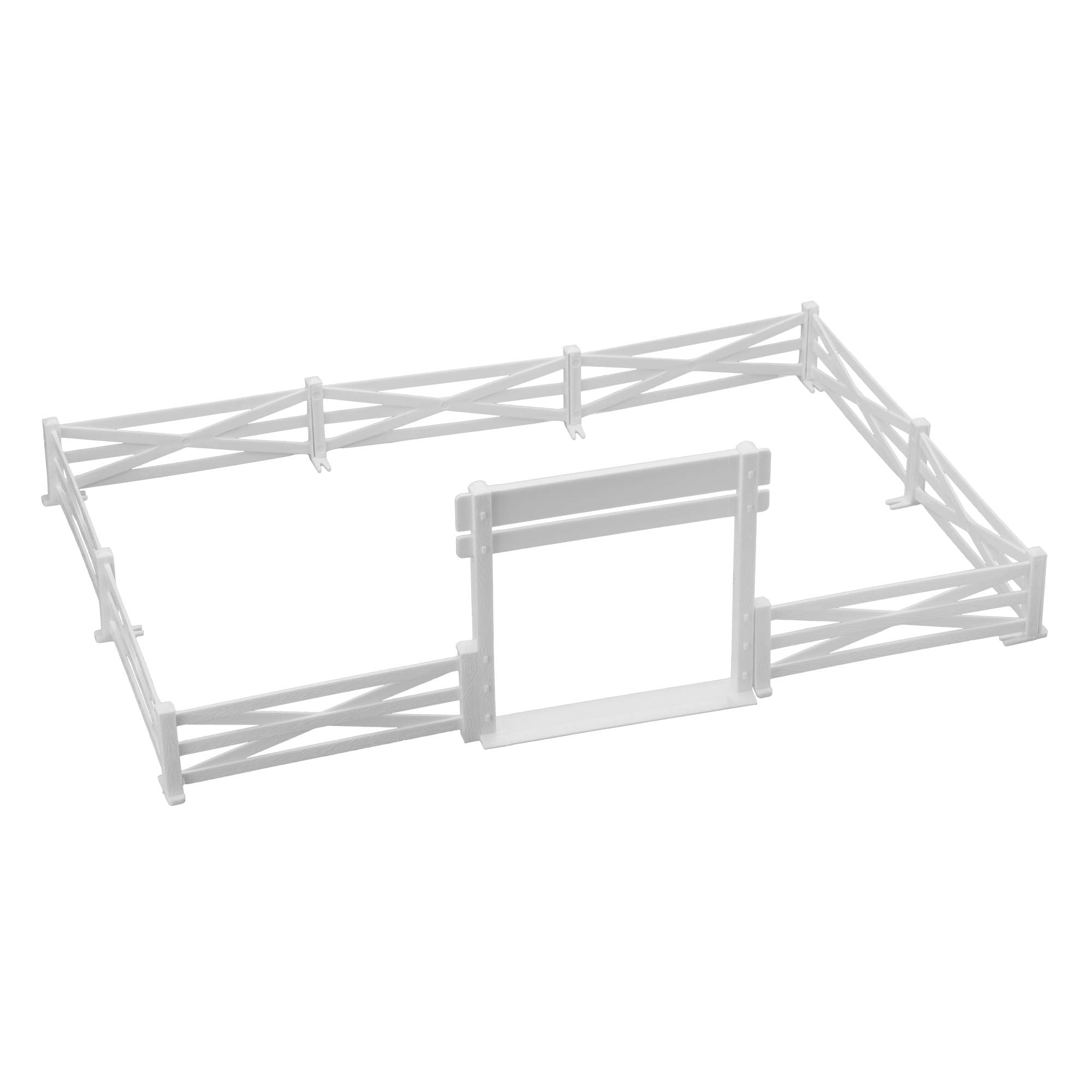 BMC Classic Marx Farm Ranch Fence & Gate Set - 10pc White Plastic Playset Accessory