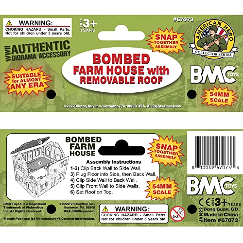 BMC Toys Bombed French Farm House – 1:32 Scale Plastic Army Men Playset Accessory