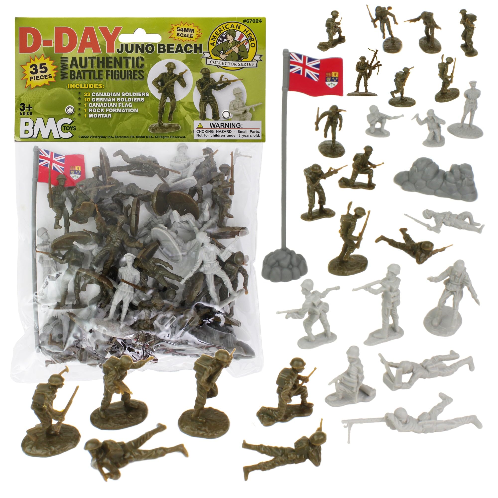 BMC Toys D-Day Juno Beach Plastic Army Men - 35pc Canadian & German Figures 1:32 Scale