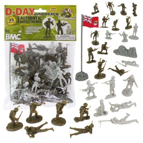BMC Toys D-Day Juno Beach Plastic Army Men - 35pc Canadian & German Figures 1:32 Scale
