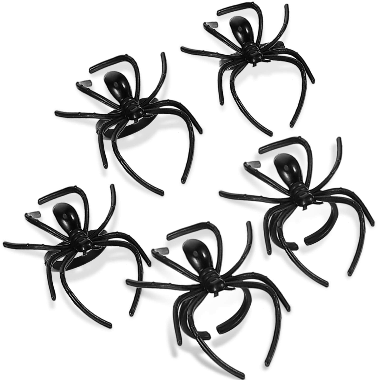Boao 120-Pack Plastic Spider Rings for Party Favors, Goodie Bag Fillers & Cupcake Toppers – Adjustable Fit
