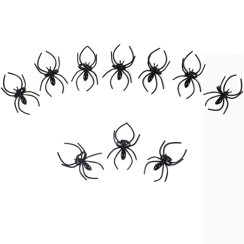Boao 120-Pack Plastic Spider Rings for Party Favors, Goodie Bag Fillers & Cupcake Toppers – Adjustable Fit