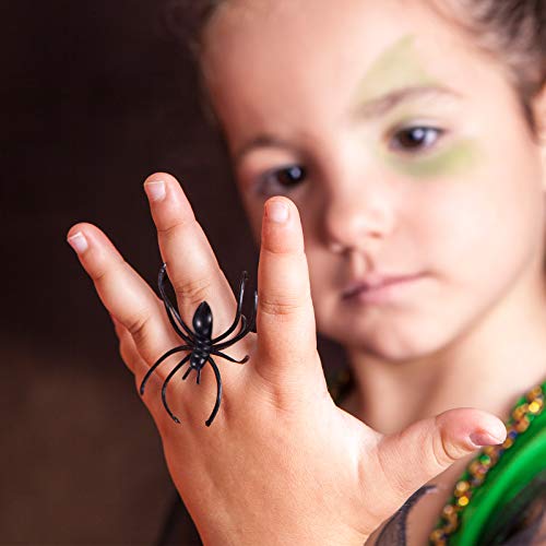 Boao 120-Pack Plastic Spider Rings for Party Favors, Goodie Bag Fillers & Cupcake Toppers – Adjustable Fit