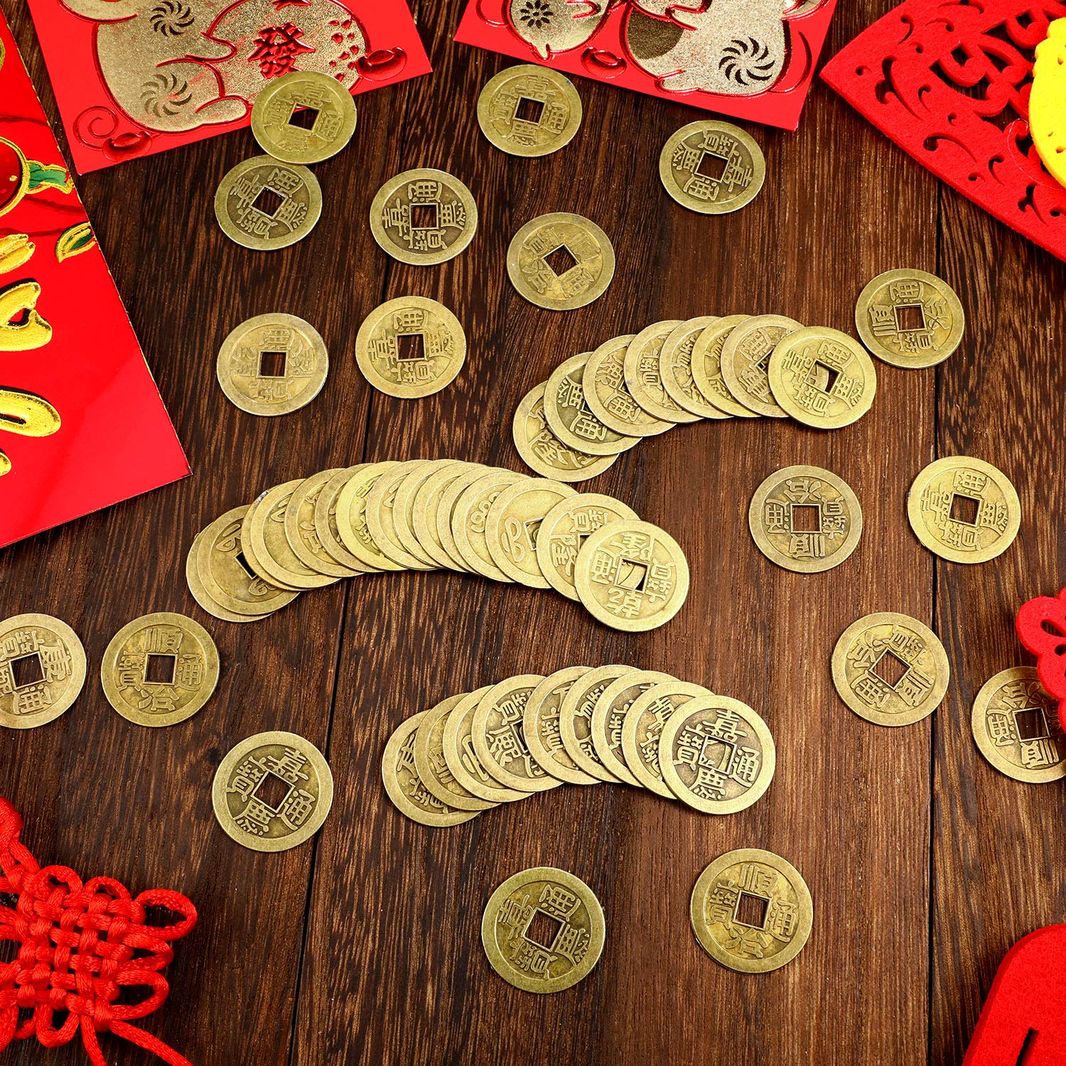 Boao 300-Piece Chinese Feng Shui Coins - Imitation Qing Dynasty Coins for Wealth and Good Luck (0.8 Inch)