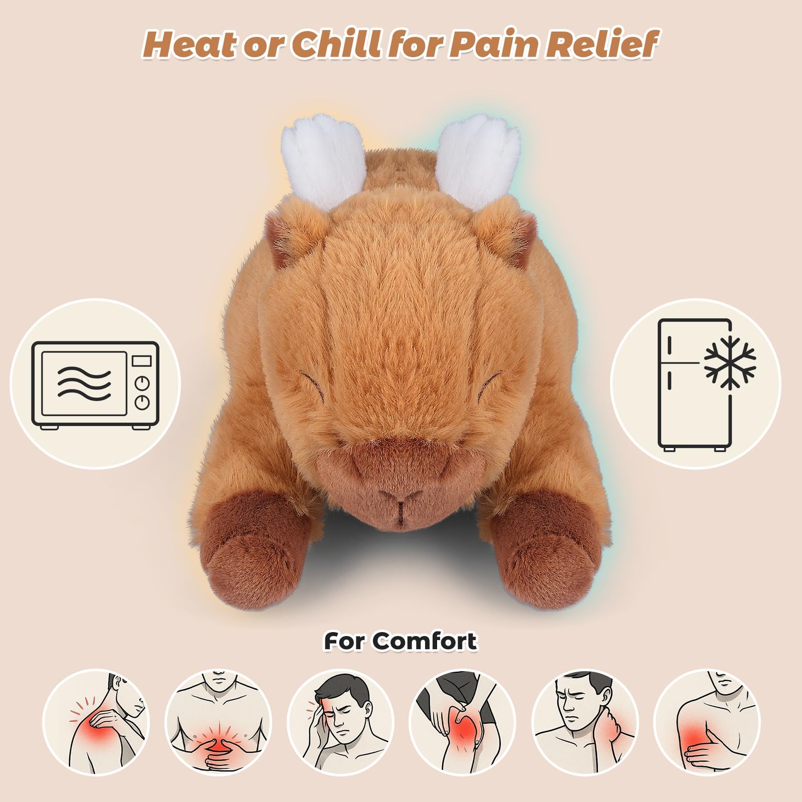 Bobbie & Laxi Microwavable Angel Capybara – Lavender Scented Heating Pad Stuffed Animal