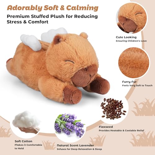 Bobbie & Laxi Microwavable Angel Capybara – Lavender Scented Heating Pad Stuffed Animal