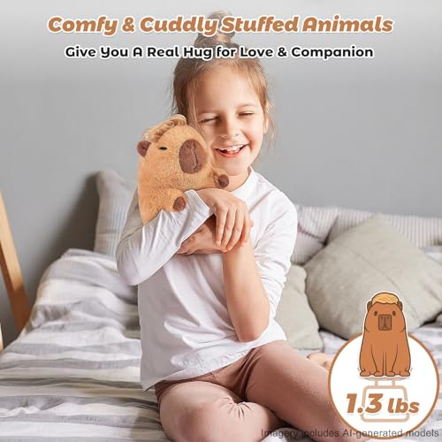 Bobbie & Laxi Microwavable Capybara Plush – Weighted Stuffed Animal with Lavender Scent, Heat & Cool Therapy for Kids and Adults