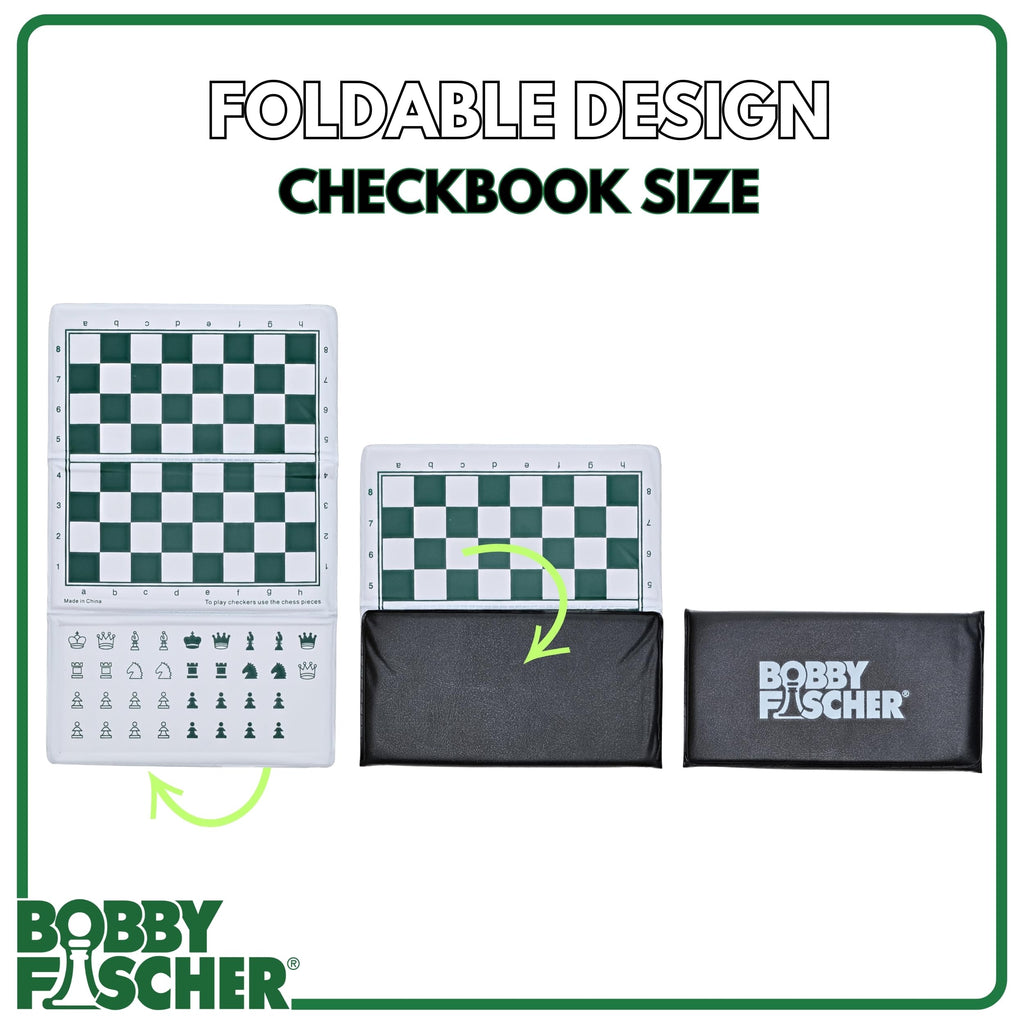 Bobby Fischer Mini Magnetic Pocket Chess Set – Travel Size 6 x 3.25 in by WE Games