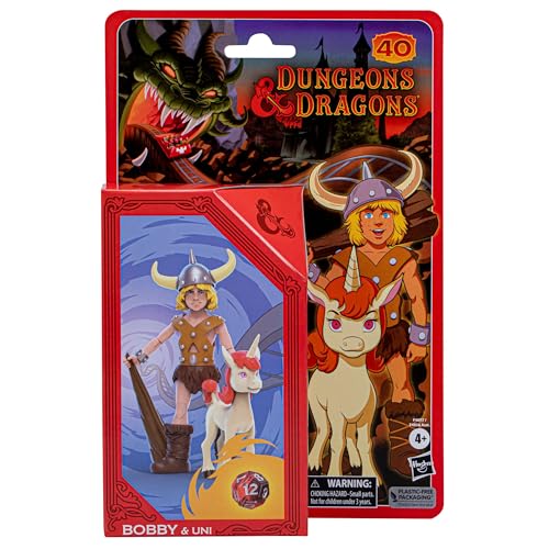 Bobby & Uni 2-Pack Action Figures – Dungeons & Dragons Cartoon Classics 6-Inch Scale with Exclusive d12 Die
