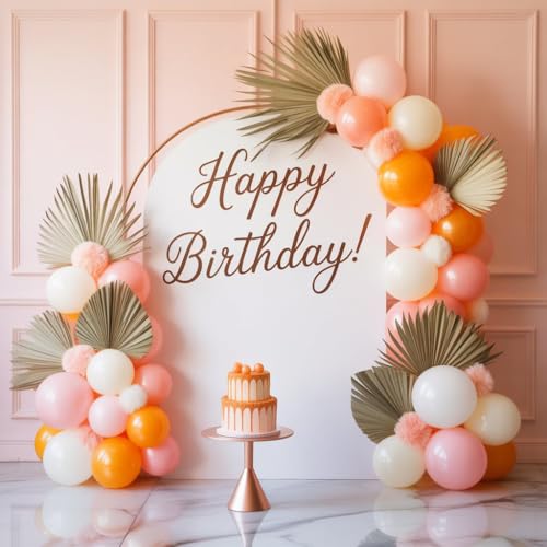 Boho Balloon Garland Arch Kit - Dusty Pink, Orange, Macaron Pink & Sand White - 114 Latex Balloons for Wedding, Birthday, Boho Party Decor - FunHot
