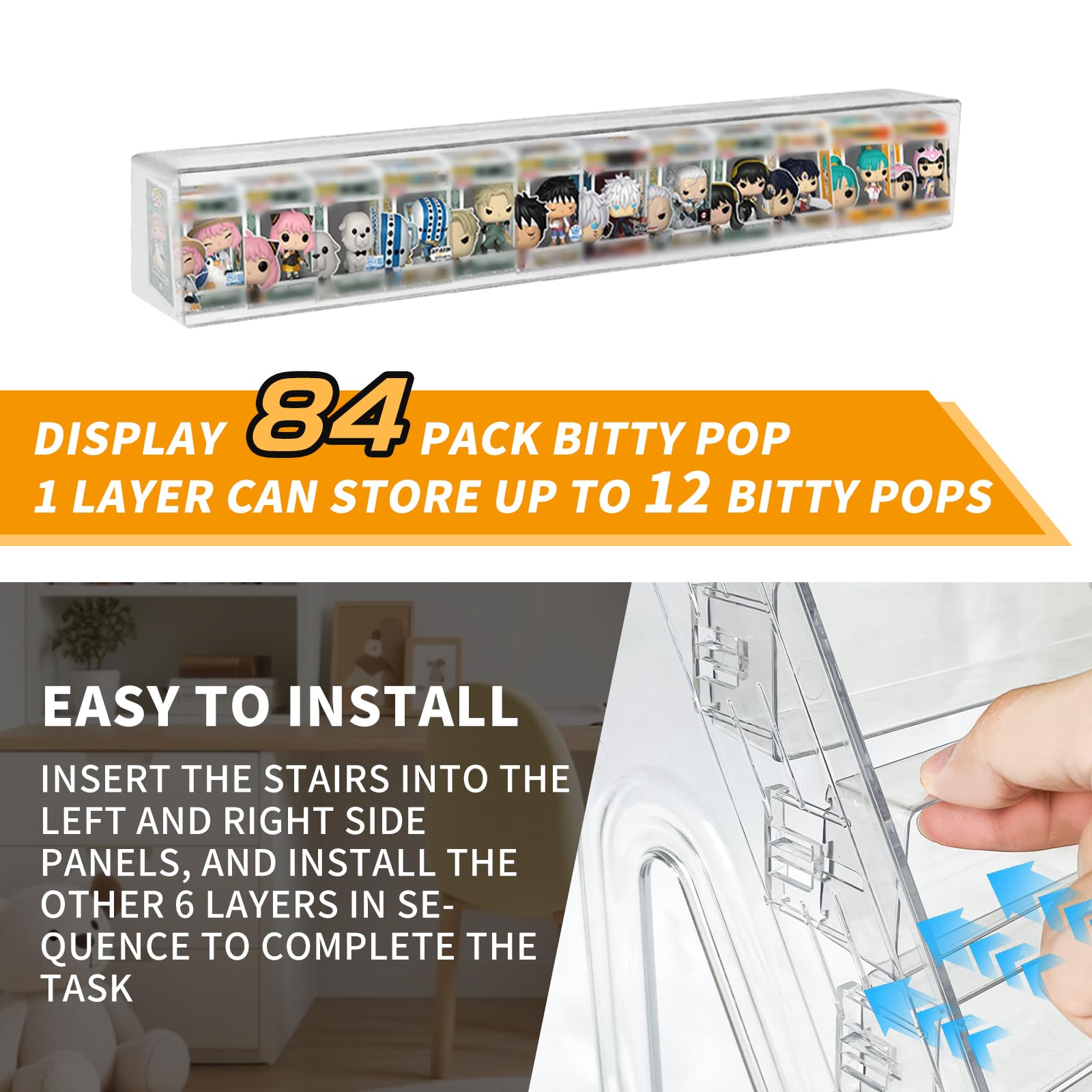 BOHOIDEE 7-Tier Clear Acrylic Display Shelf for Funko Bitty Pop and Mini Collectibles