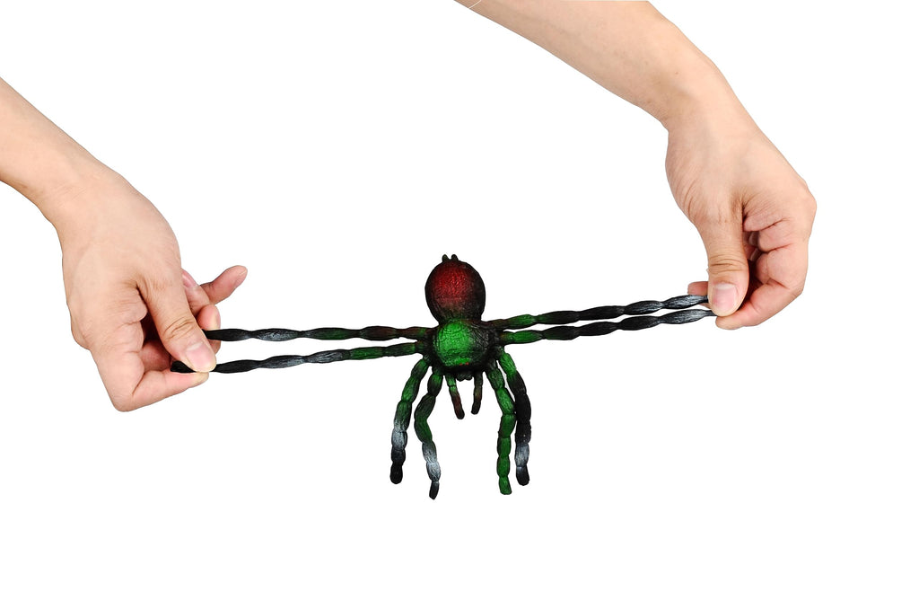 BOHS Jiggly Spider Mom and Spiderlings – 4-Piece Stretch & Squeeze Rubber Toy Set