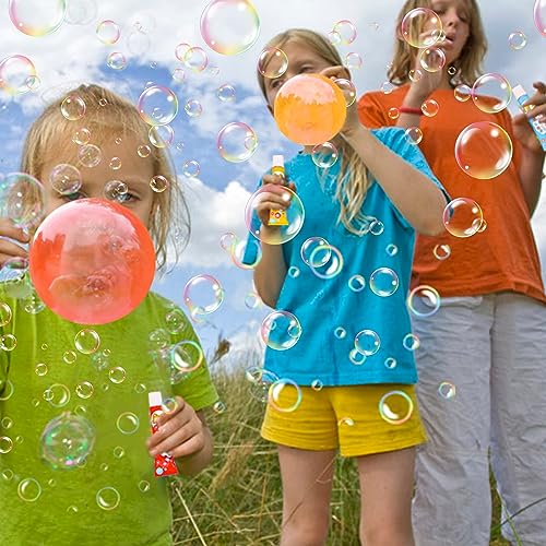 BolianOvi 20-Pack Blow Plastic Bubbles Toy Set with 40 Straws – Large Bubble Balloons for Parties and Birthdays