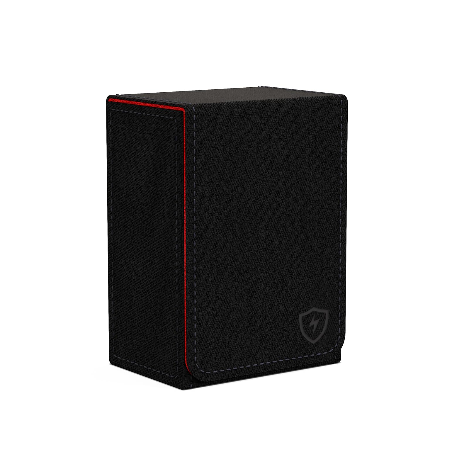 Boltquan Double Decker Leather Card Case – Holds Two Poker Decks, Magnetic Closure, Black-Red