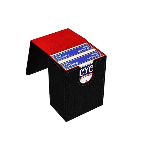 Boltquan Double Decker Leather Card Case – Holds Two Poker Decks, Magnetic Closure, Black-Red