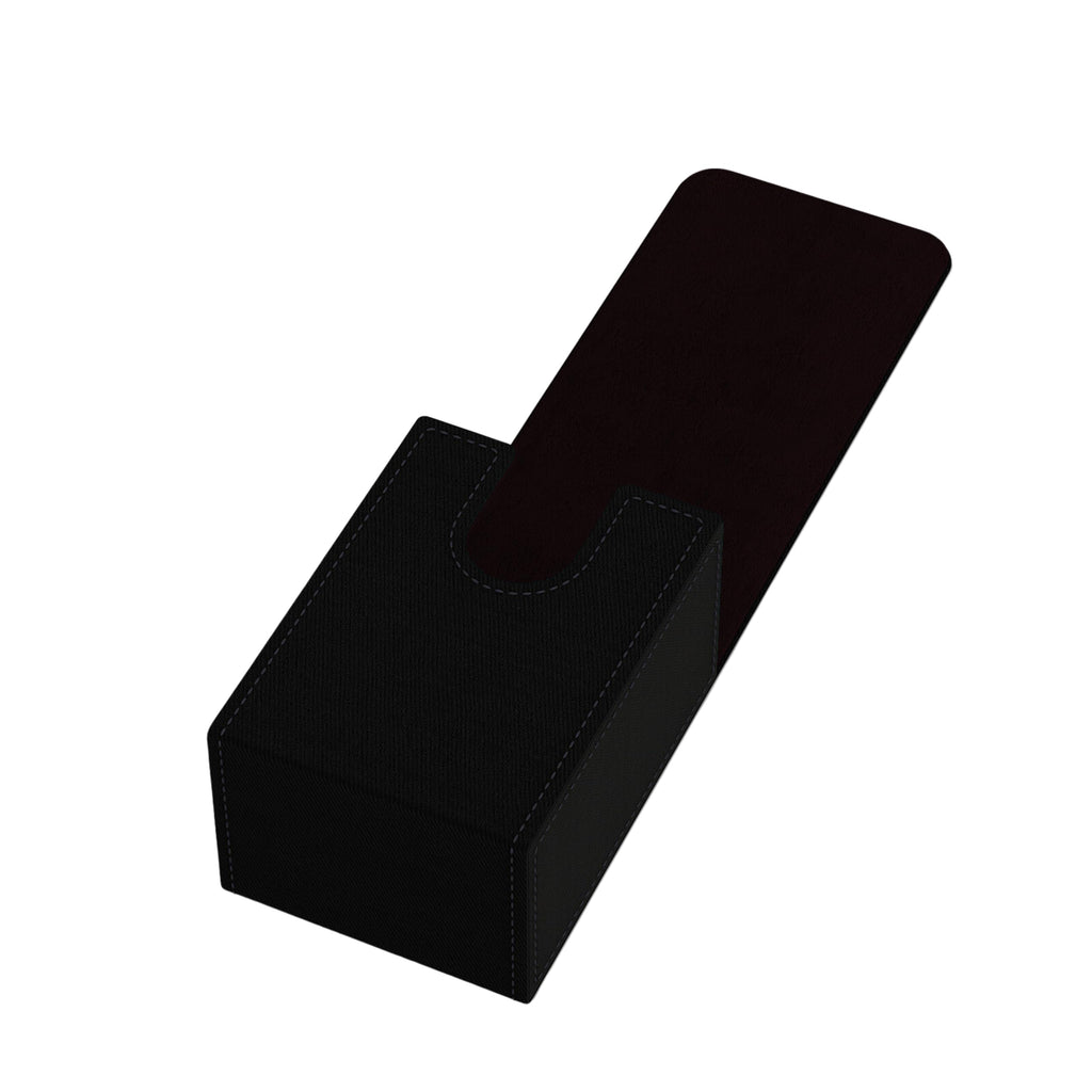 Boltquan Double Decker Leather Poker Card Case – Holds Two Decks, Magnetic Closure, Black-Black