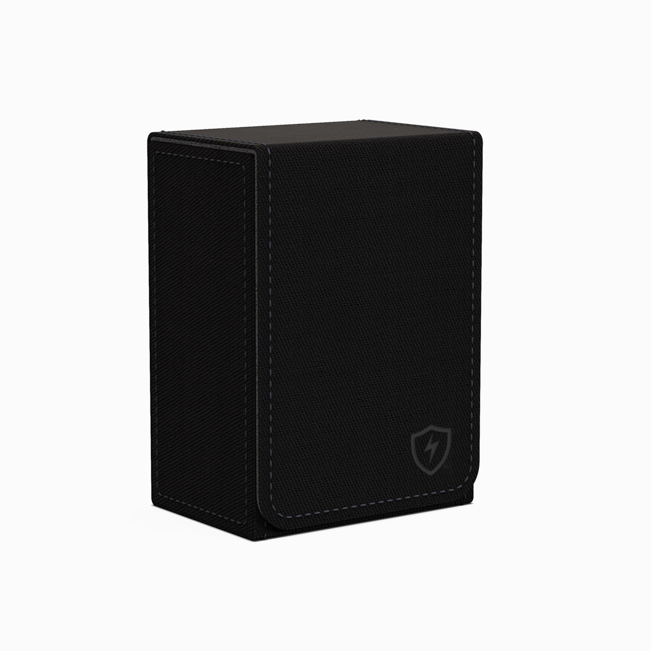 Boltquan Double Decker Poker Card Case – Holds Two Decks, Black-Grey, Faux Leather, Magnetic Closure
