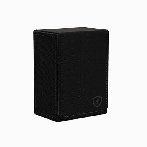Boltquan Double Decker Poker Card Case – Holds Two Decks, Black-Grey, Faux Leather, Magnetic Closure
