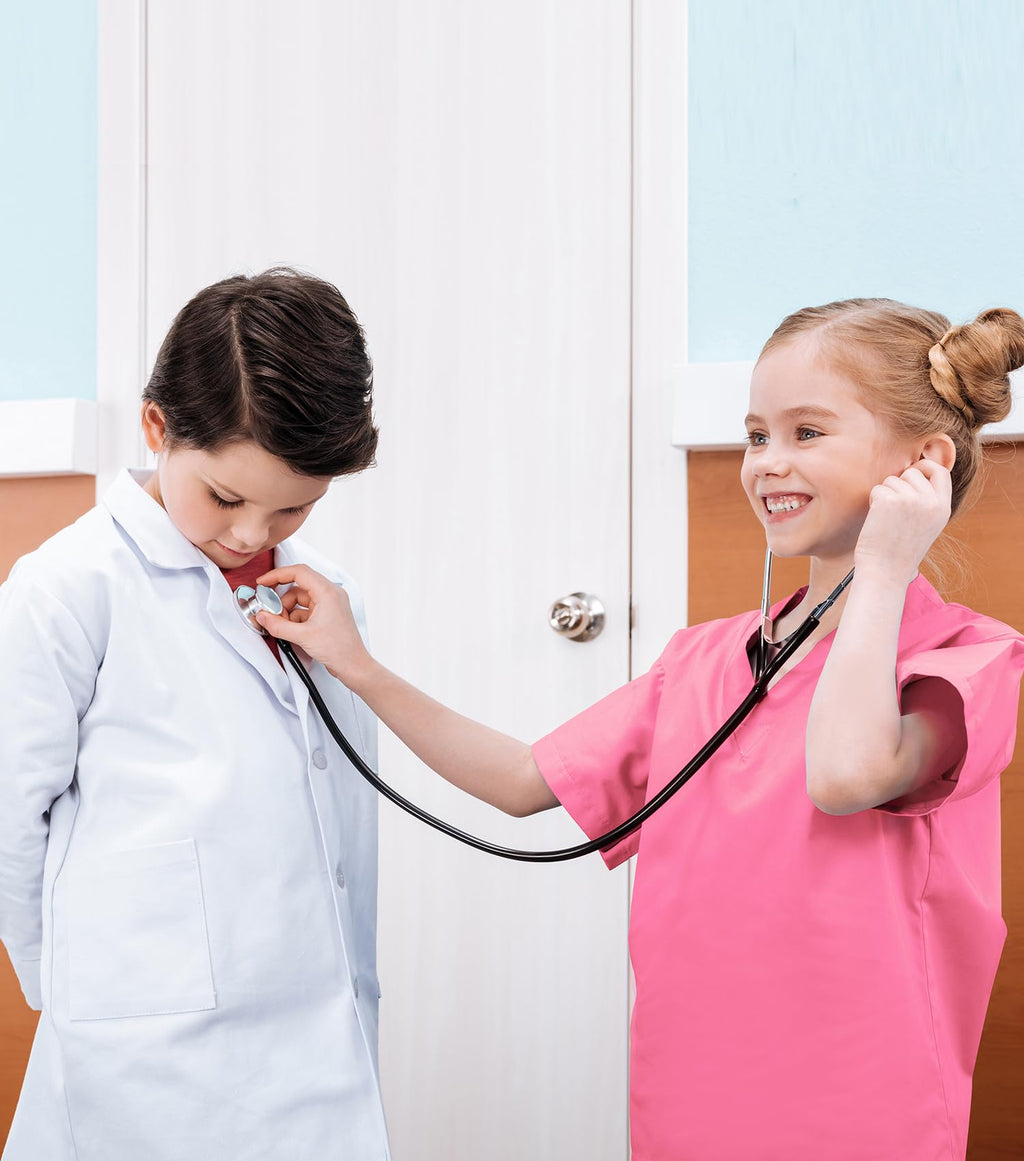 BOMLY 7-Piece Doctor Costume for Kids Ages 3-11 – Includes Stethoscope with Heartbeat Sound