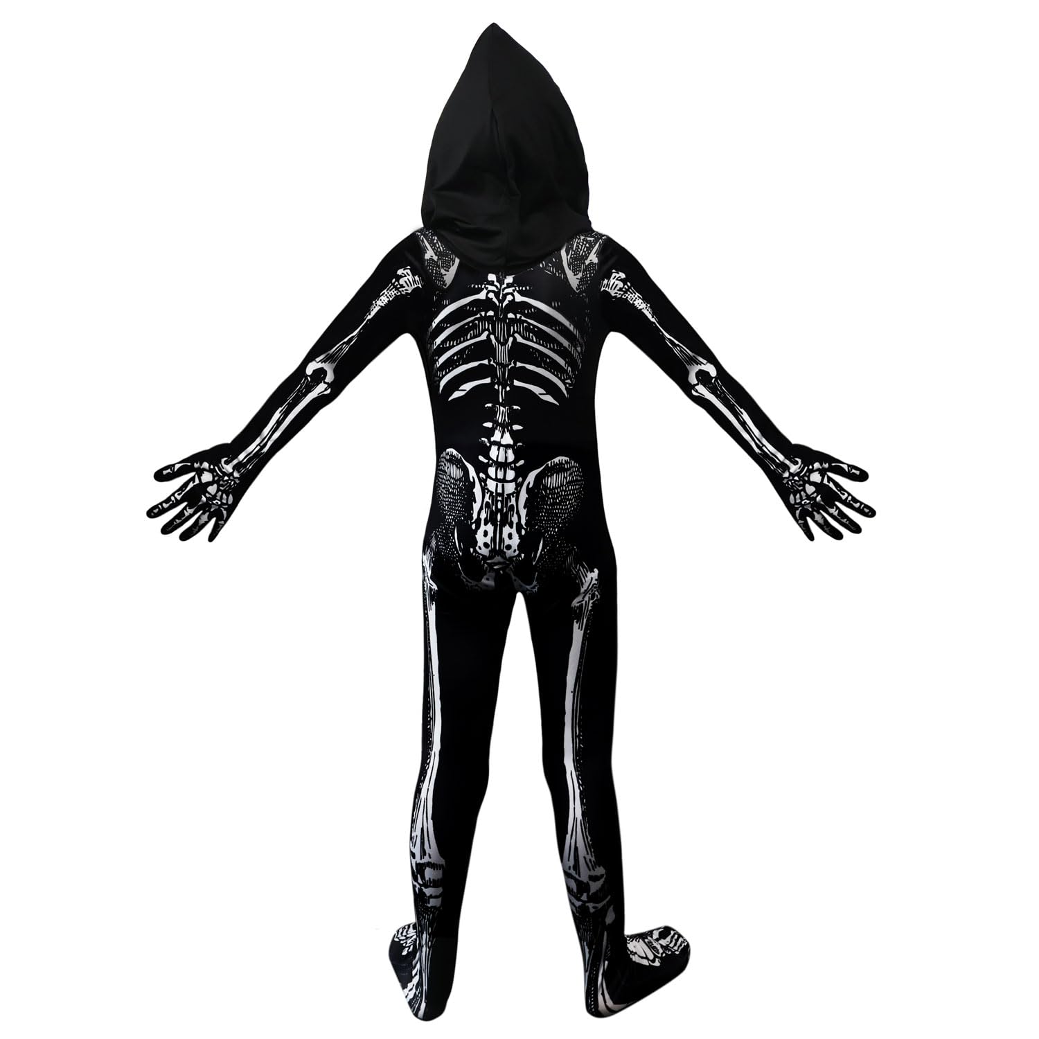 BOMLY Kids Halloween Skeleton Costume – Hooded Jumpsuit with Mask for Boys and Girls