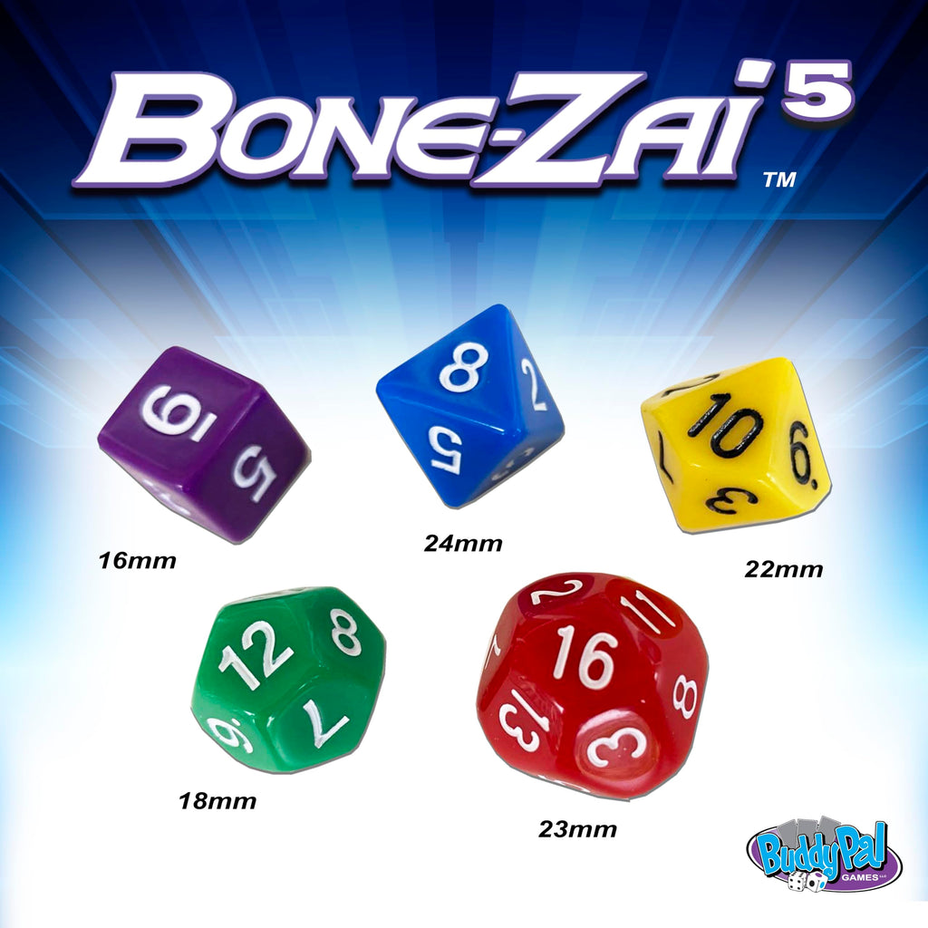 Bone-Zai5 High-Scoring Family Dice Game - 5 RPG Dice, Ages 8+, 1+ Players