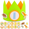 BONNYCO Dinosaur Birthday Crown with Interchangeable Numbers 0-9 and Felt Figures