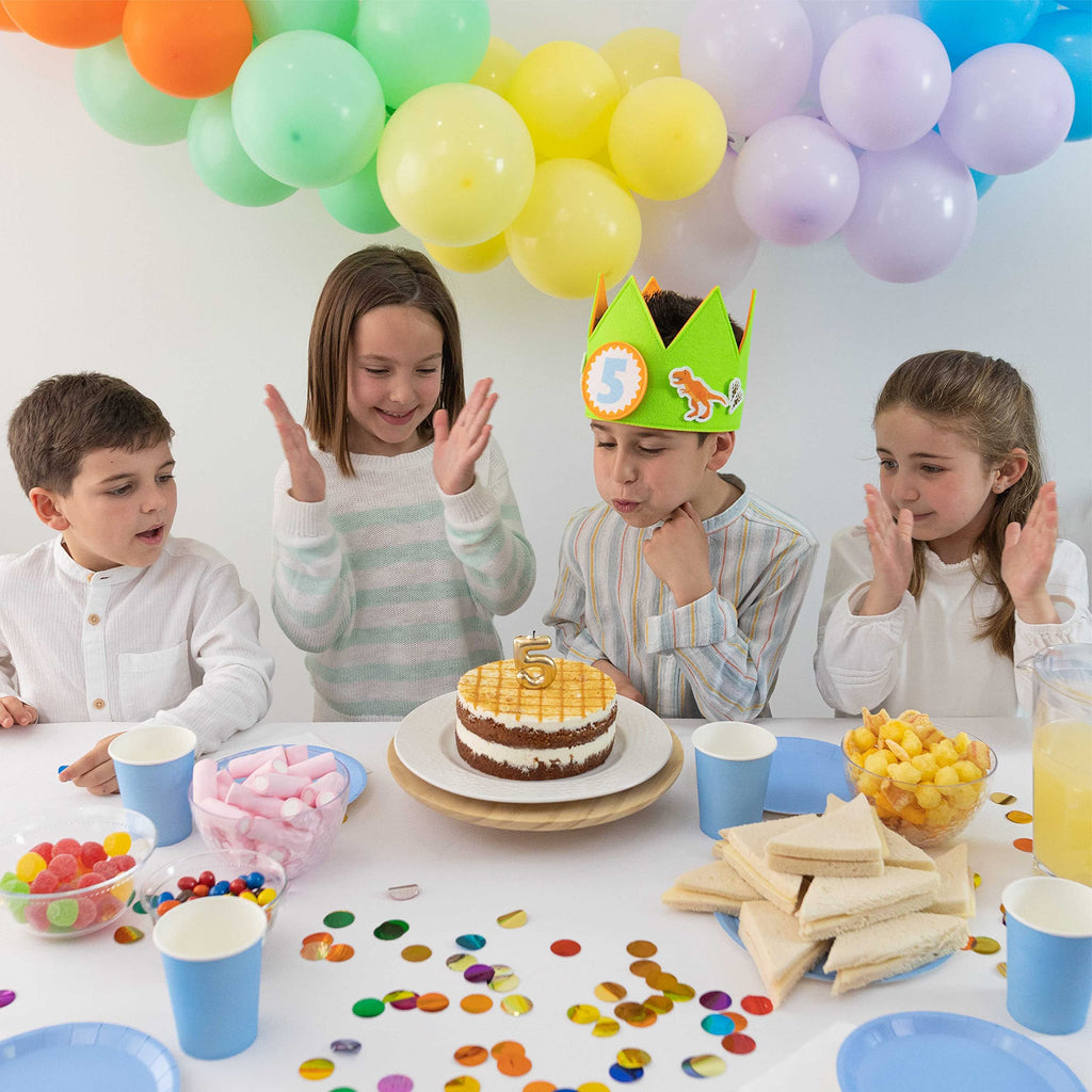 BONNYCO Dinosaur Birthday Crown with Interchangeable Numbers 0-9 and Felt Figures