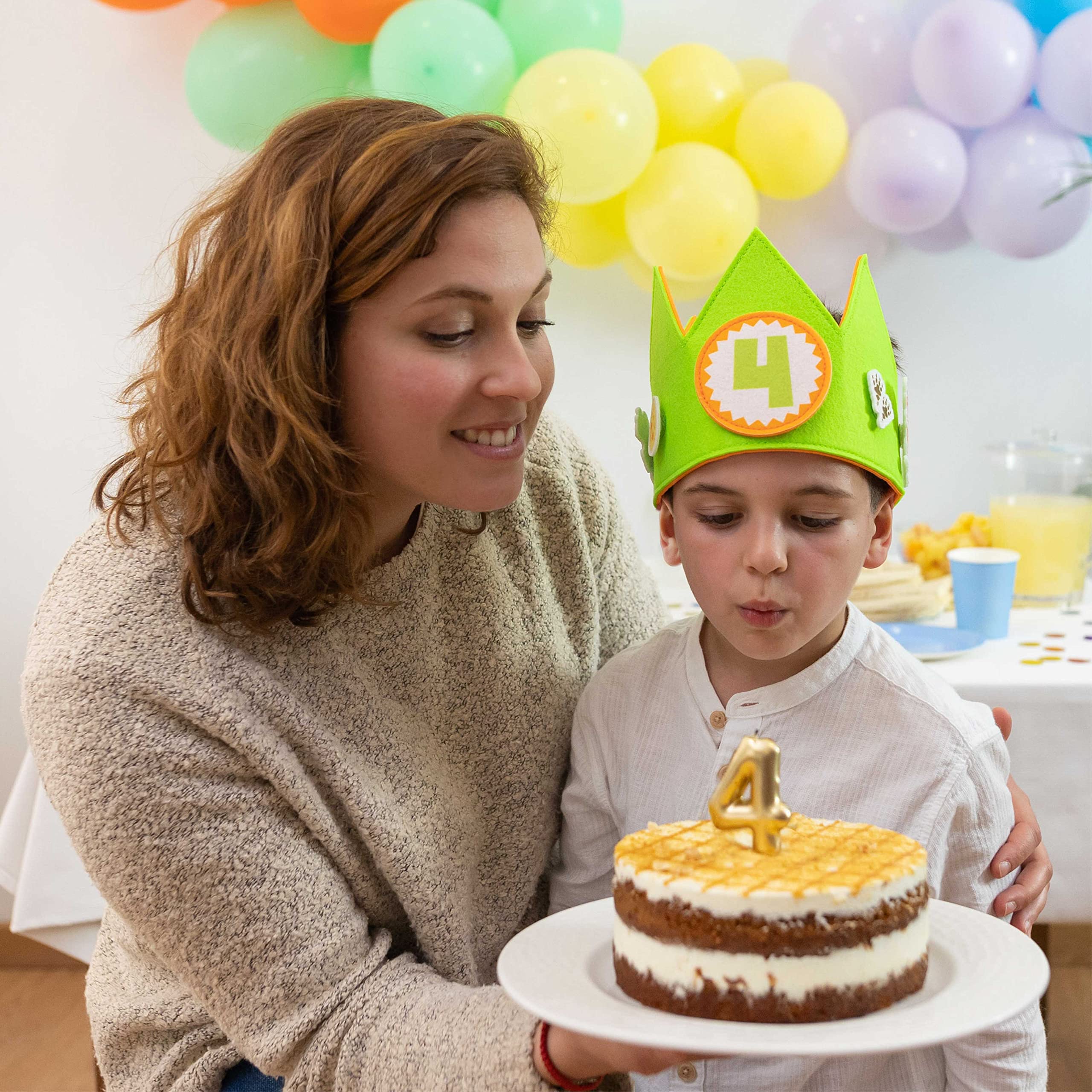 BONNYCO Dinosaur Birthday Crown with Interchangeable Numbers 0-9 and Felt Figures