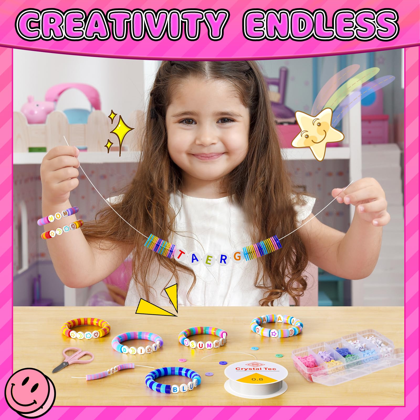 BOOH DIY Mermaid Water Bottle Kit for Girls – Craft Kit with Bracelet Making, Diamond Stickers, and Leakproof Water Bottle Ages 4-12